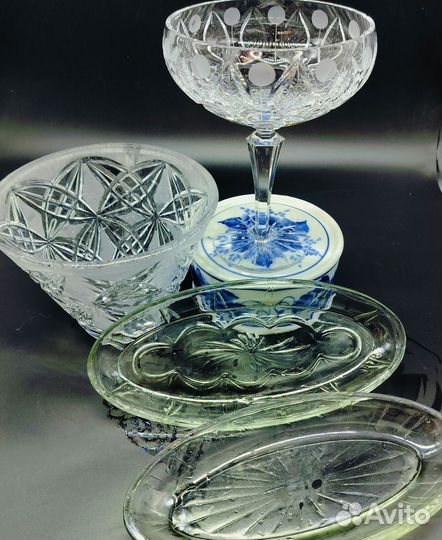 Шикарная ваза конфетница хрусталь Богемия СССР