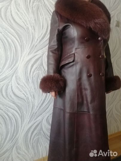 Кожаный плащ зима