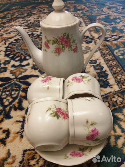 4 чайные пары с чайником