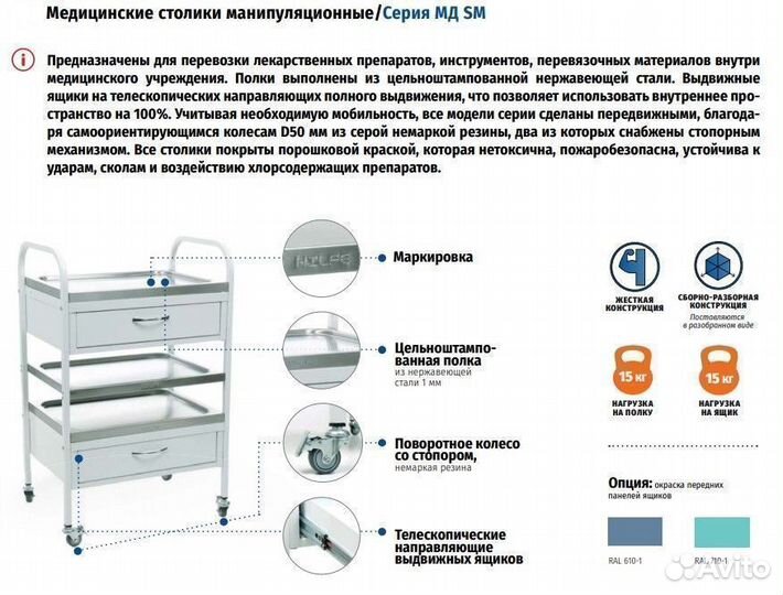 Столик манипуляционный Hilfe мд SM N