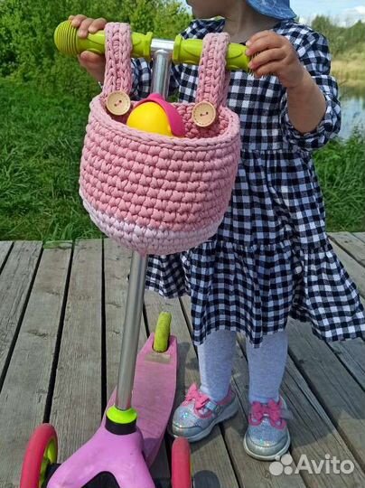 Корзина на самокат. Эко Корзина Вязаная