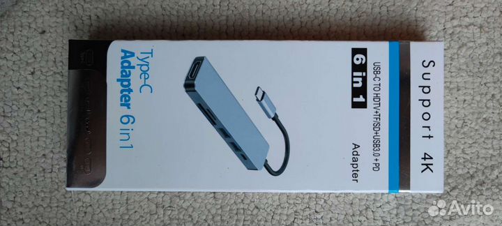 Адаптер переходник type c 1 в 6 4k Mac book