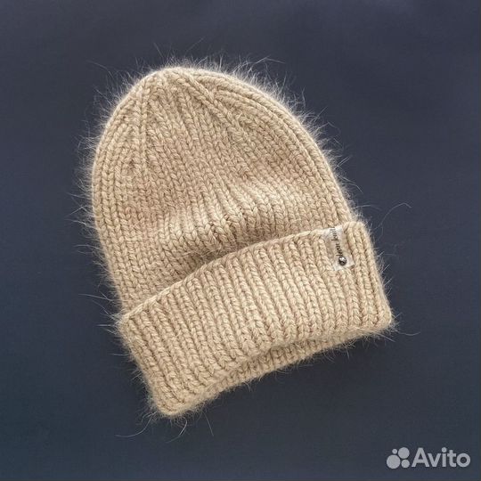 Вязаная зимняя женская шапка из пуха норки