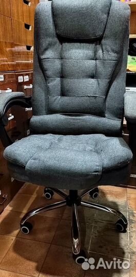 Кресло компьютерное для дома и офиса серое текстил