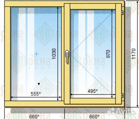 Пластиковое окно 1170х1320 под заказ