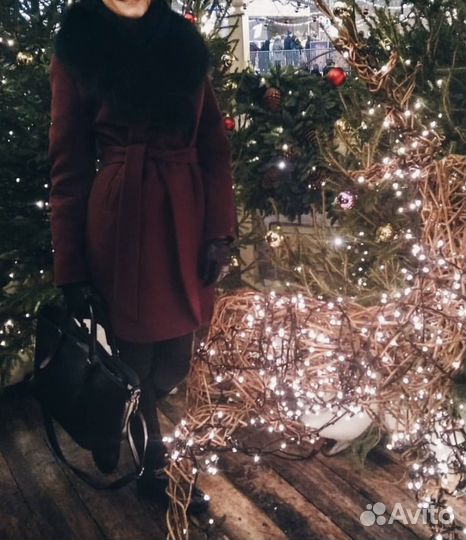 Пальто зимнее с подкладкой и мехом, шерстяное