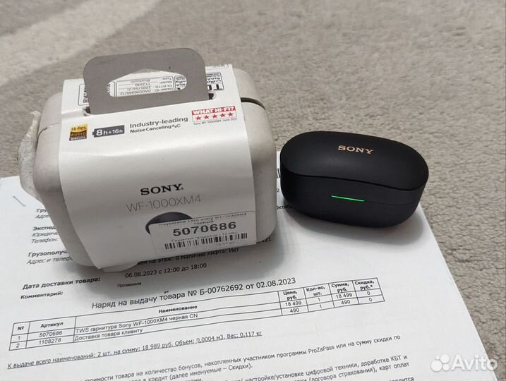 TWS наушники sony wf1000xm4