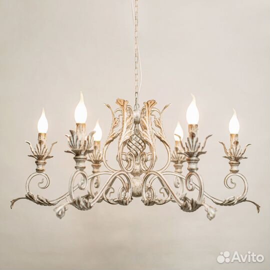 Люстра Виченца белая с золотой патиной