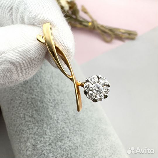Новый золотой кулон/подвес бриллианты 0,19 585