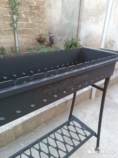 Мангал 3мм с полкой высокий,усиленная жаровня