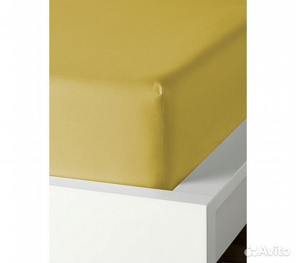 Простынь GoodNight Сатин 180х200х20 Горчичный на р