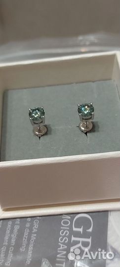 Серебряные серьги с муассанитом по 1 ct (2ct)