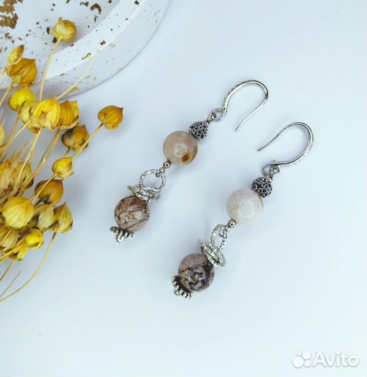 Серьги с натуральными камнями