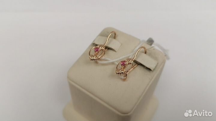 Золотые серьги с камнем 585* (Юбилейный)