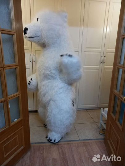 Костюм белого надувного мишки