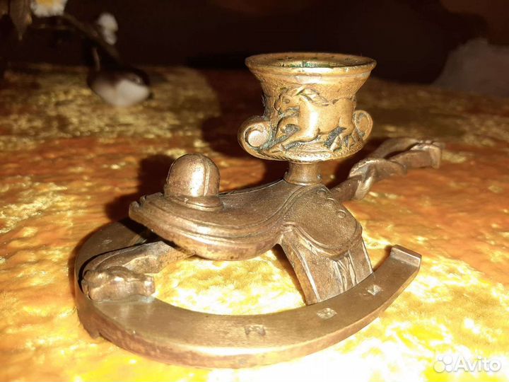 Подсвечник, Скачки жоккей. 19 век, бронза