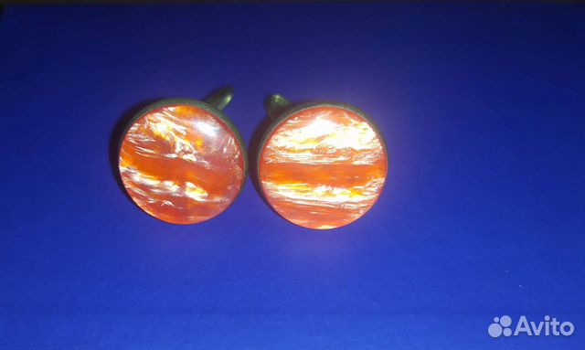 Запонки под янтарь, винтажные. СССР. Унисекс