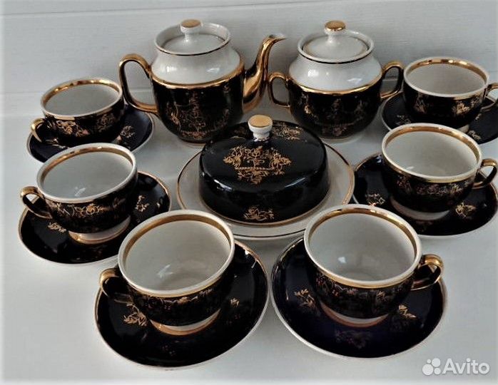 Кобальтовый чайный сервиз завода Довбыш СССР