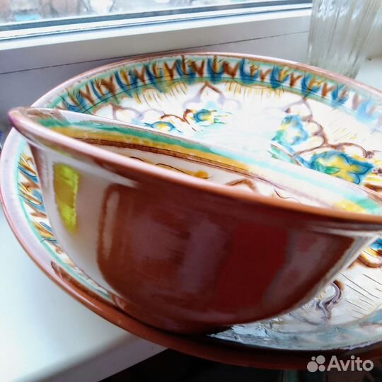 Керамика майолика старинная Косовская тарелка ваза