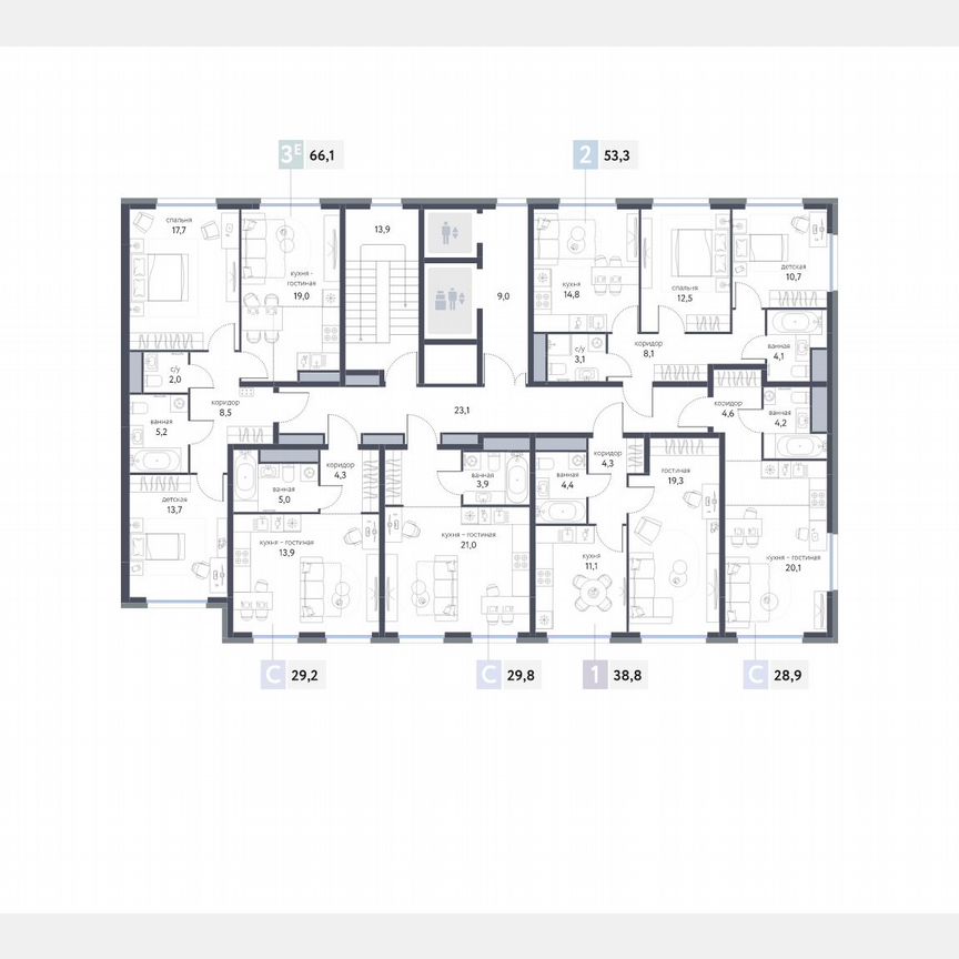 3-к. квартира, 66,2 м², 5/25 эт.