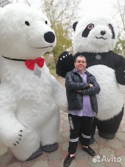 Белый Мишка,Панда,Чебурашка на праздник. 2м 60 см