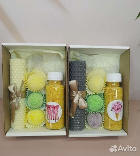 Свечи из вощины + соль или жемчуг для ванн