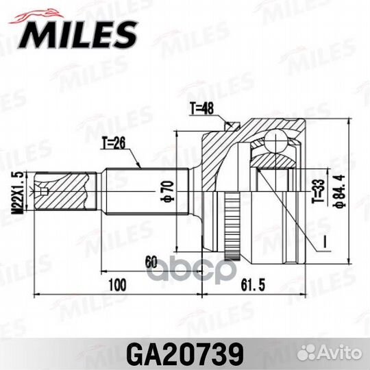 ШРУС toyota camry 11- нар. GA20739 Miles