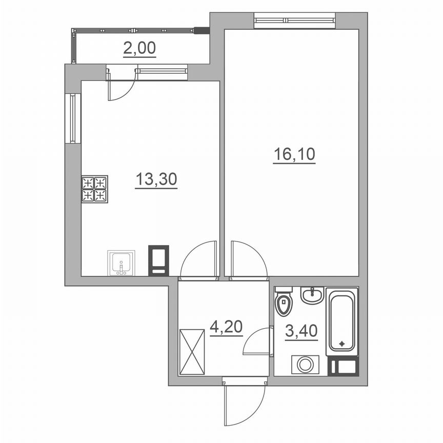 2-к. квартира, 39 м², 2/6 эт.