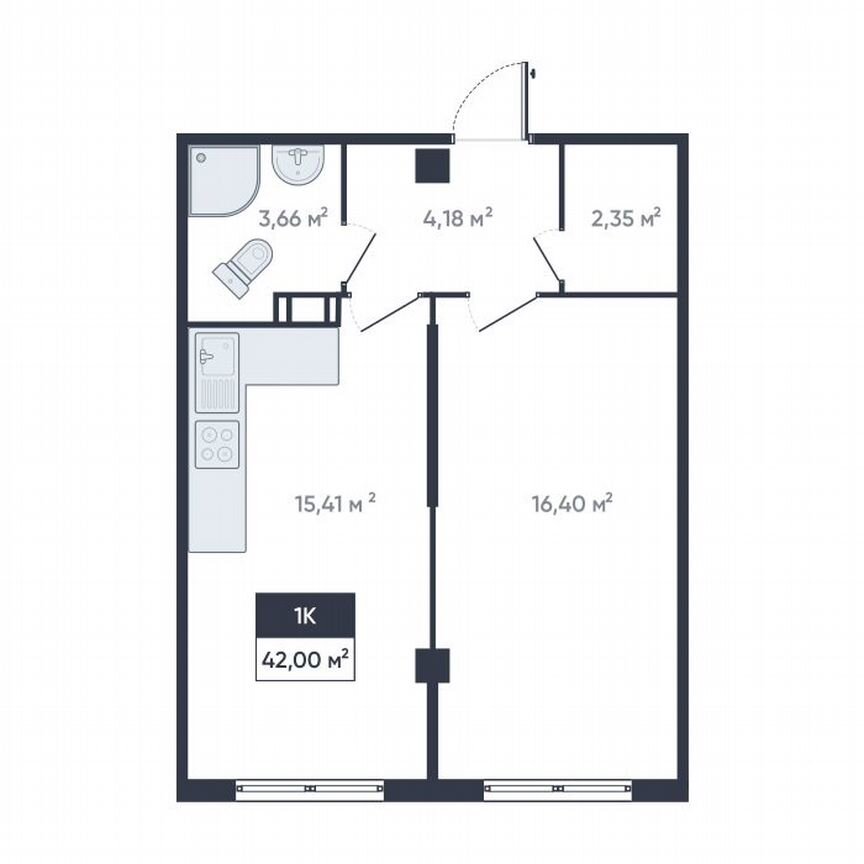 1-к. квартира, 42,1 м², 14/18 эт.