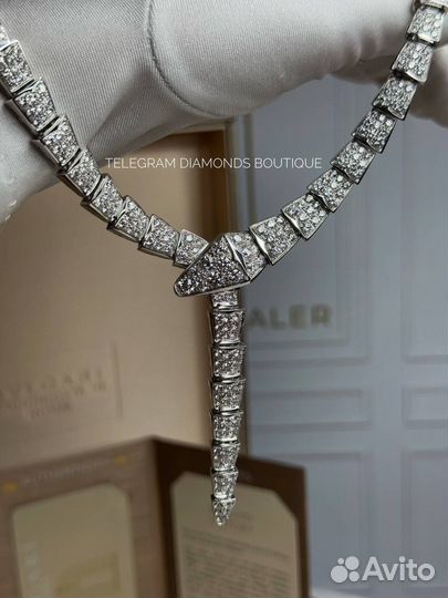 Колье bvlgari serpenti белое золото 750