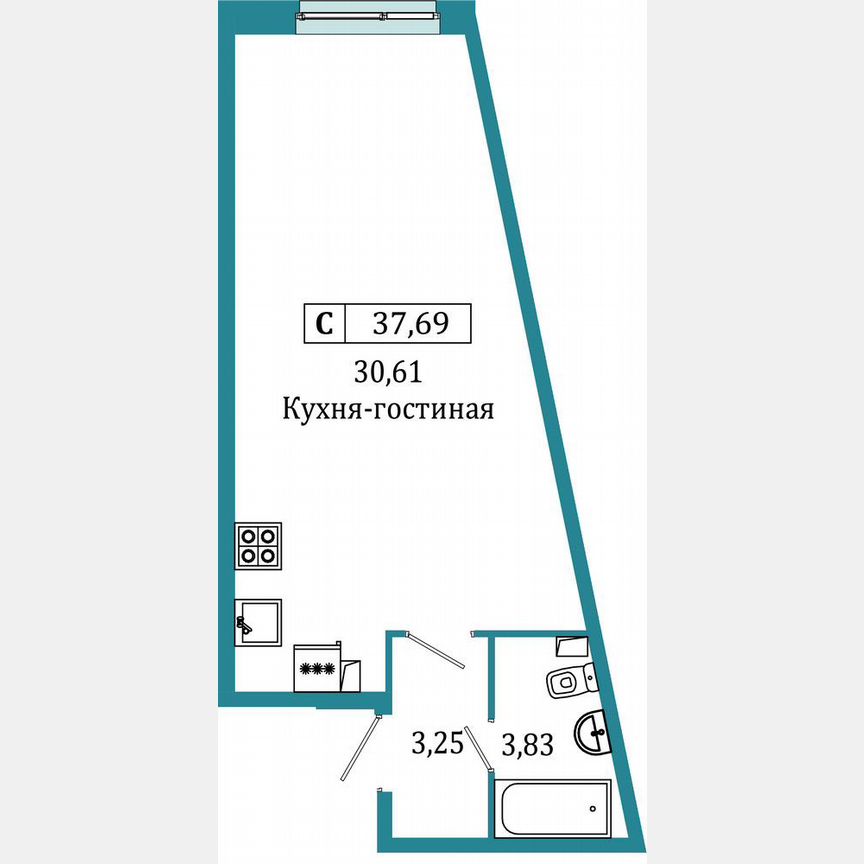 Квартира-студия, 37,7 м², 2/18 эт.