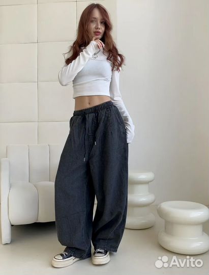 Оверсайз джинсы трубы