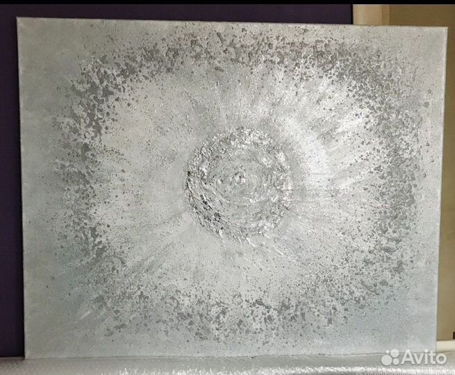 Интерьерная картина большая серебряная 100х80 см