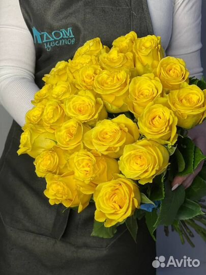 25 роз эквадор премиум жёлтые/цветы доставка