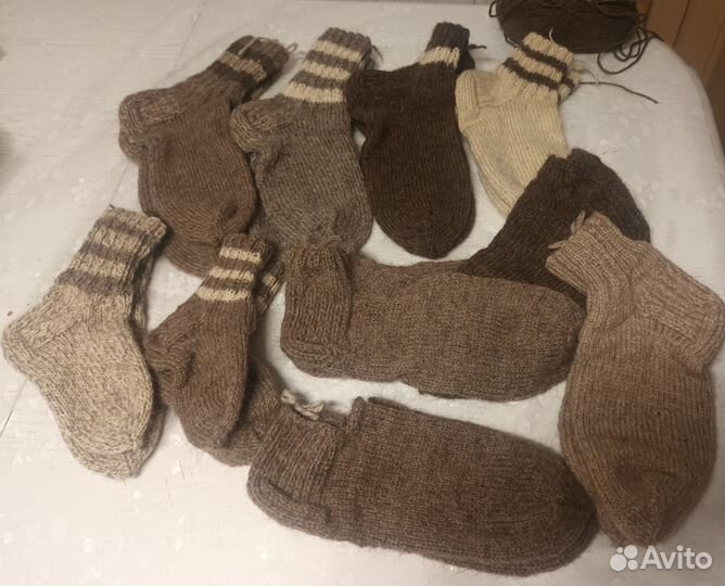 Носки ручной вязки шерстяные из натур шерсти