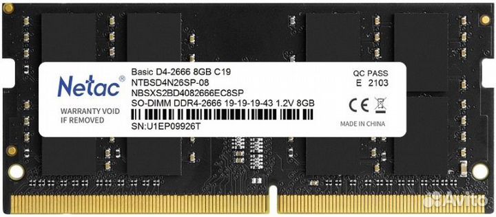 Sodimm DDR4 8GB Netac 2666 ntbsd4N26SP-08