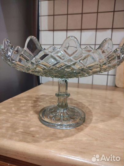 Ваза для фруктов на ножке стекло Мальцев