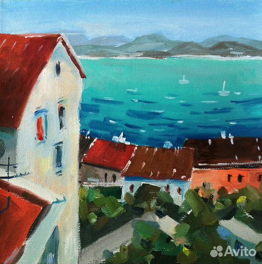 Картина масло холст морской пейзаж Крым