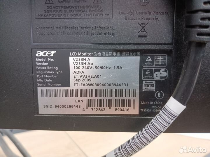 Монитор Acer V233H Ab 23