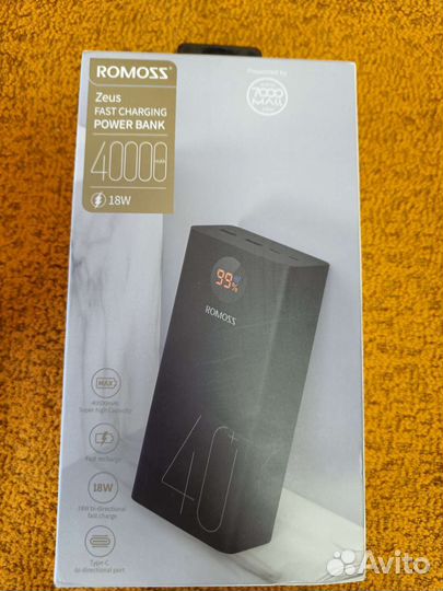 Внешний аккумулятор romoss Zeus 18W QC/PD 40000мАч