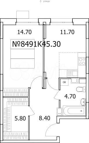 1-к. квартира, 54,8 м², 3/6 эт.