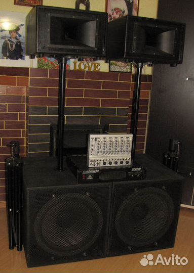 Колонки EV 1300W Рупоры Сабы Усилок Микшер Штативы
