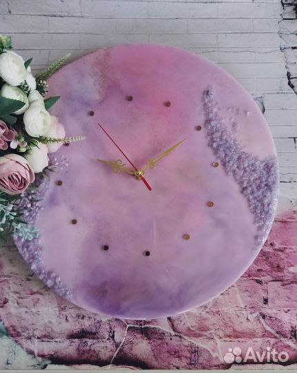 Часы из эпоксидной смолы 35 см