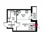 Квартира-студия, 26,4 м², 2/9 эт.
