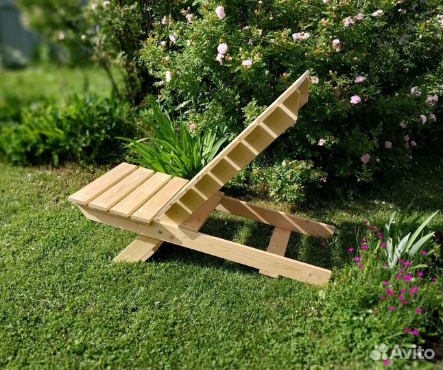 Кресло деревянное садовое. Шезлонг. Лежак