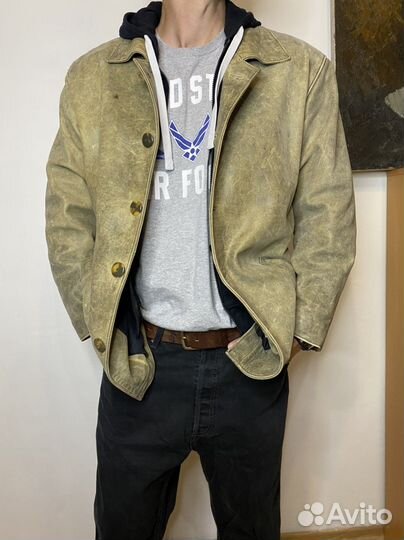 Редкая Винтажная вареная кожаная куртка usa