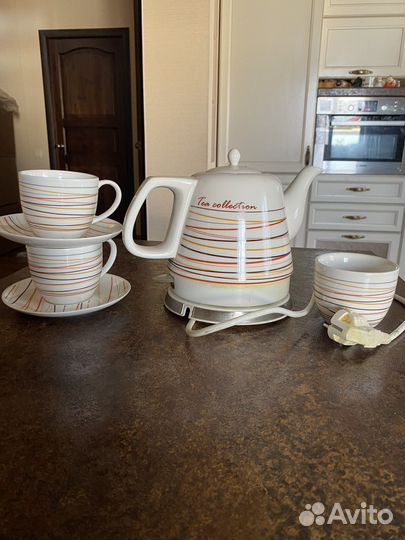 Электрочайник керамический, набор