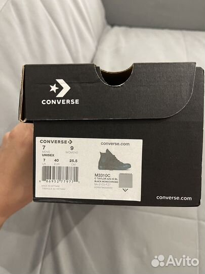 Кеды converse высокие черные унисекс 40