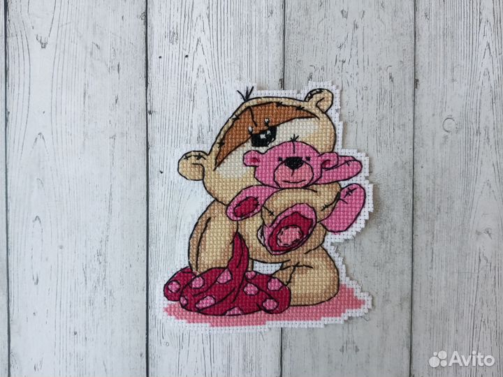 Мишка Тедди готовая вышивка крестом