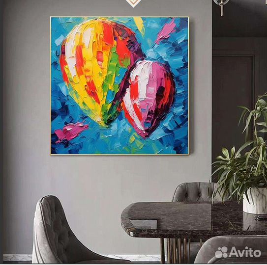 Текстурная картина маслом воздушные шары